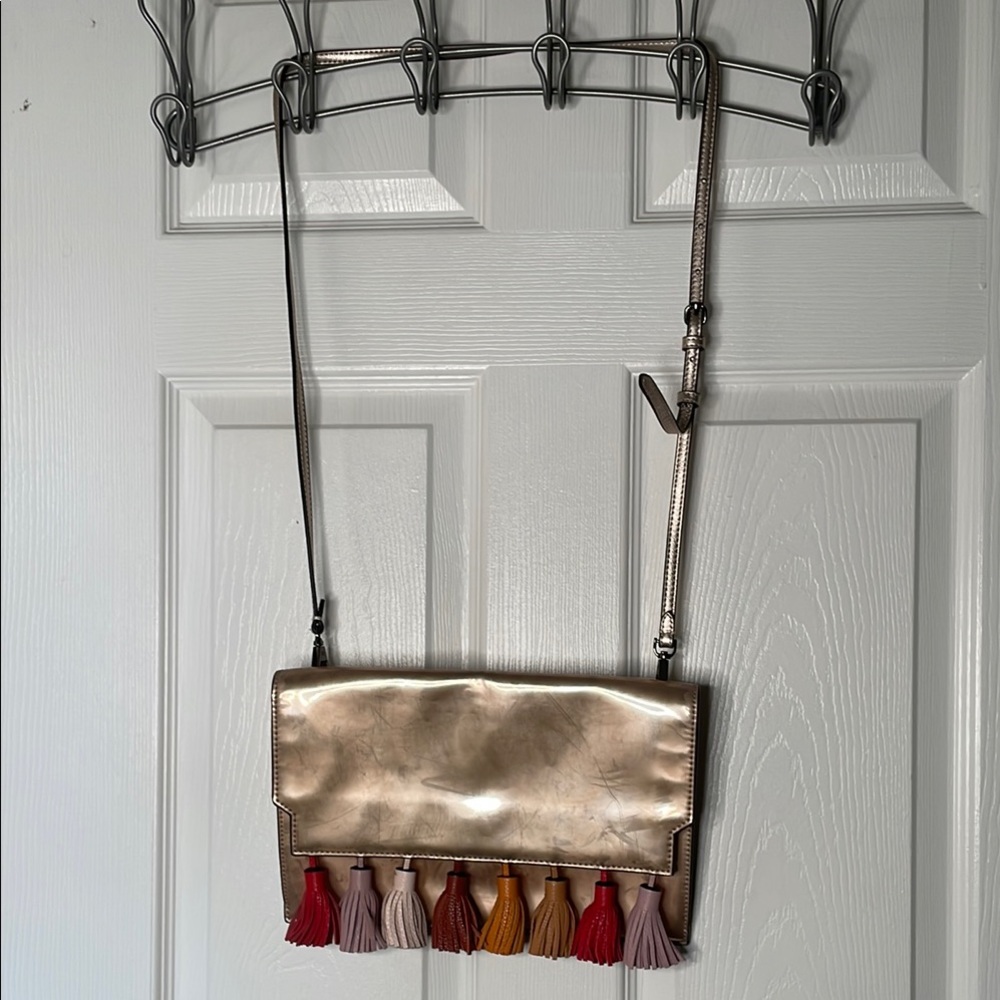 Rebecca Minkoff Sofia Tassel Leather Clutch crossbody handbag